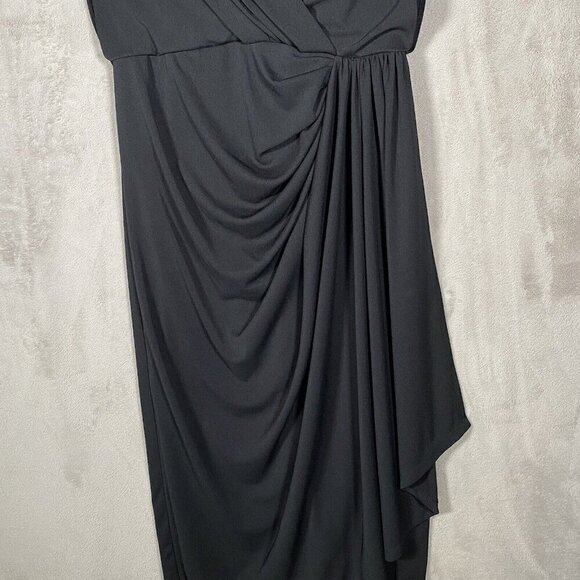 Donna Karan Dress M Draped Ruched Gathered Wrap Jersey Stretch Evening Career - Picture 5 of 13